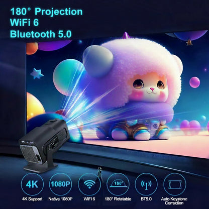 180° Rotatable Projector with WiFi BT on a dark background